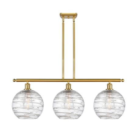 A large image of the Innovations Lighting 516-3I-13-37 Athens Linear Satin Gold / Clear Deco Swirl