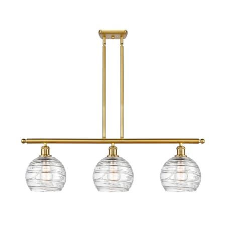 A large image of the Innovations Lighting 516-3I-11-36 Athens Linear Clear Deco Swirl / Satin Gold