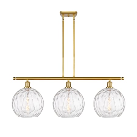 A large image of the Innovations Lighting 516-3I-13-37 Athens Linear Satin Gold / Clear Water Glass