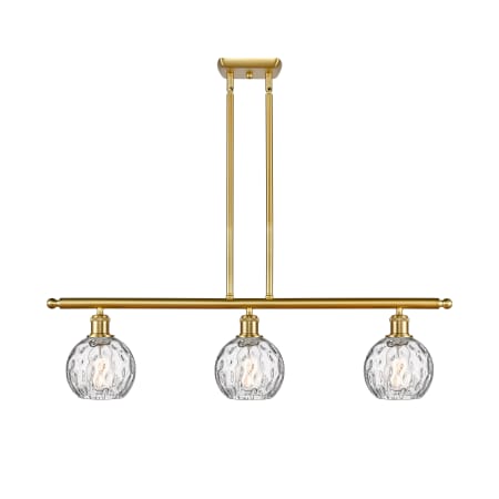 A large image of the Innovations Lighting 516-3I-9-36 Athens Linear Satin Gold / Clear Water Glass