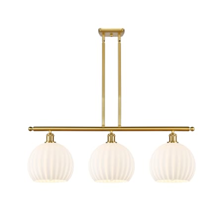 A large image of the Innovations Lighting 516-3I-13-37-White Venetian-Indoor Pendant Satin Gold / White Venetian