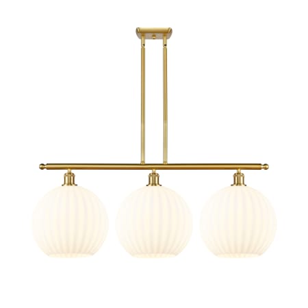 A large image of the Innovations Lighting 516-3I-14-39-White Venetian-Indoor Pendant Satin Gold / White Venetian