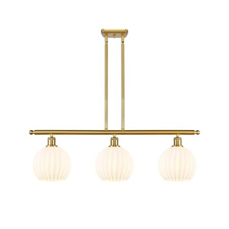 A large image of the Innovations Lighting 516-3I-11-36-White Venetian-Indoor Pendant Satin Gold / White Venetian