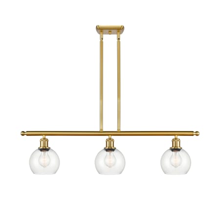 A large image of the Innovations Lighting 516-3I-9-36 Athens Linear Satin Gold / Clear