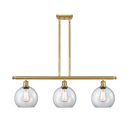 A large image of the Innovations Lighting 516-3I-11-36 Athens Linear Satin Gold / Clear