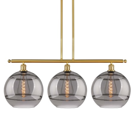 A large image of the Innovations Lighting 516-3I-14-39 Rochester Pendant Satin Gold / Light Smoke