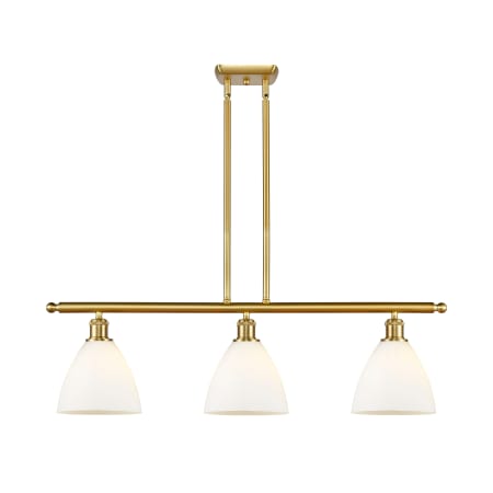 A large image of the Innovations Lighting 516-3I-11-36 Bristol Linear Satin Gold / Matte White