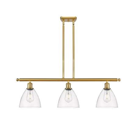 A large image of the Innovations Lighting 516-3I-11-36 Bristol Linear Satin Gold / Clear