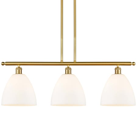 A large image of the Innovations Lighting 516-3I-13-36 Bristol Linear Satin Gold / Matte White