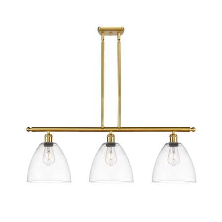 A large image of the Innovations Lighting 516-3I-13-36 Bristol Linear Satin Gold / Clear