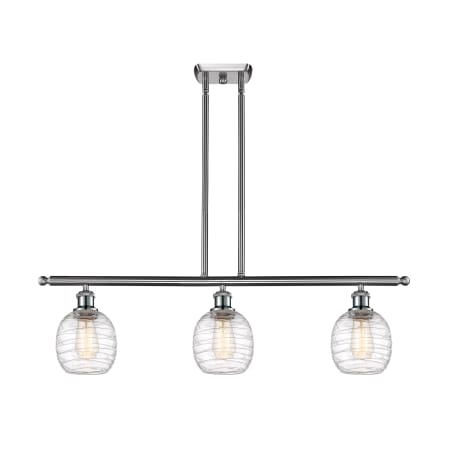 A large image of the Innovations Lighting 516-3I-10-36 Belfast Linear Brushed Satin Nickel / Deco Swirl