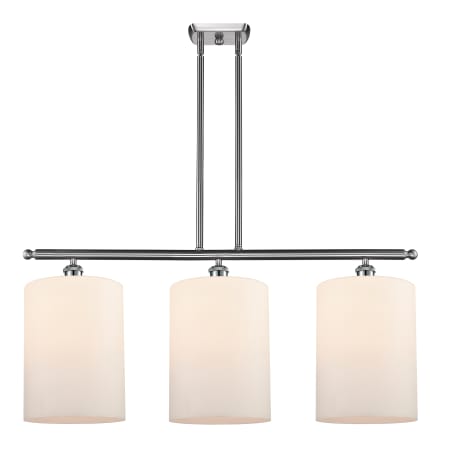 A large image of the Innovations Lighting 516-3I-10-36-L Cobbleskill Linear Brushed Satin Nickel / Matte White