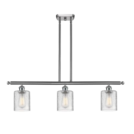 A large image of the Innovations Lighting 516-3I Cobbleskill Brushed Satin Nickel / Clear Ripple