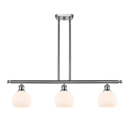 A large image of the Innovations Lighting 516-3I-9-36 Athens Linear Brushed Satin Nickel / Matte White