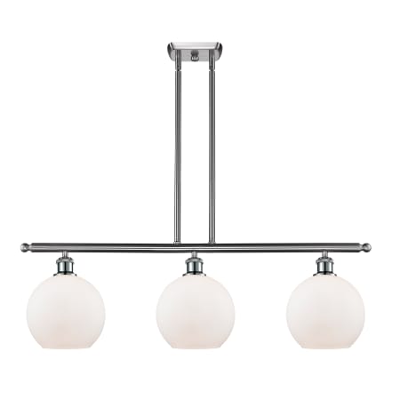 A large image of the Innovations Lighting 516-3I-11-36 Athens Linear Brushed Satin Nickel / Matte White
