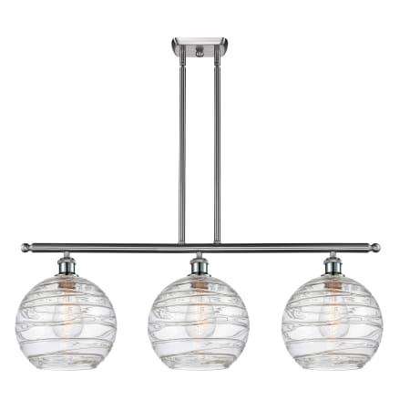 A large image of the Innovations Lighting 516-3I-13-37 Athens Linear Brushed Satin Nickel / Clear Deco Swirl