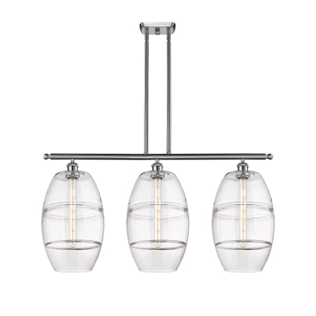 A large image of the Innovations Lighting 516-3I-19-37 Vaz Linear Brushed Satin Nickel / Clear