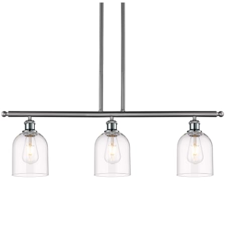 A large image of the Innovations Lighting 516-3I-10-36 Bella Pendant Brushed Satin Nickel / Clear