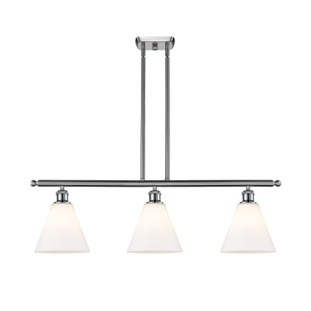 A large image of the Innovations Lighting 516-3I-11-36 Berkshire Linear Brushed Satin Nickel / Matte White