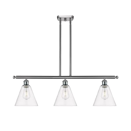 A large image of the Innovations Lighting 516-3I-11-36 Berkshire Linear Brushed Satin Nickel / Clear