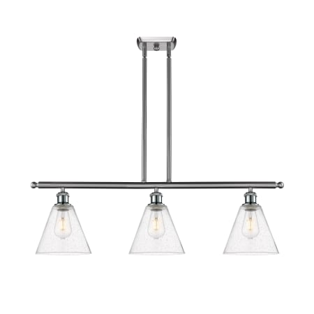 A large image of the Innovations Lighting 516-3I-11-36 Berkshire Linear Brushed Satin Nickel / Seedy
