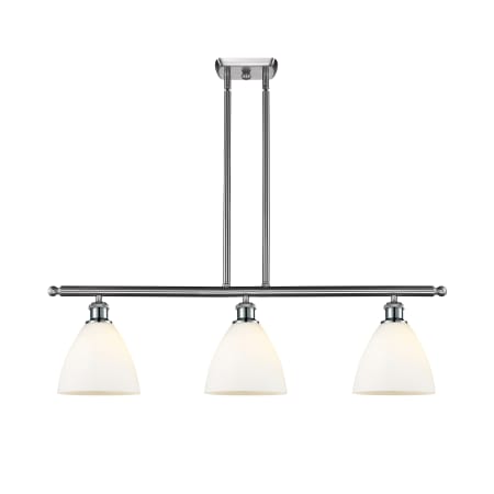 A large image of the Innovations Lighting 516-3I-11-36 Bristol Linear Brushed Satin Nickel / Matte White