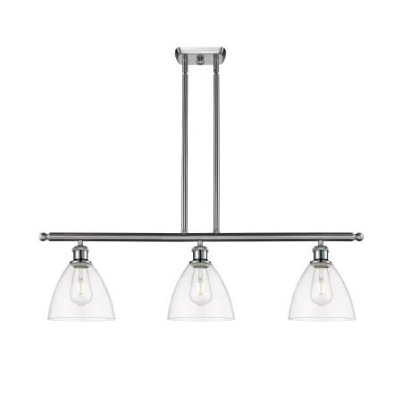 A large image of the Innovations Lighting 516-3I-11-36 Bristol Linear Brushed Satin Nickel / Clear