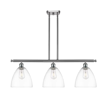 A large image of the Innovations Lighting 516-3I-13-36 Bristol Linear Brushed Satin Nickel / Clear