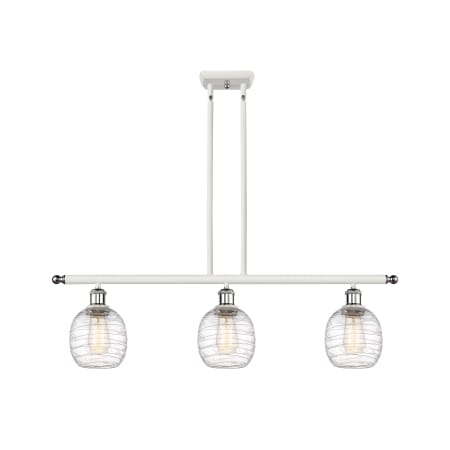A large image of the Innovations Lighting 516-3I-10-36 Belfast Linear White and Polished Chrome / Deco Swirl
