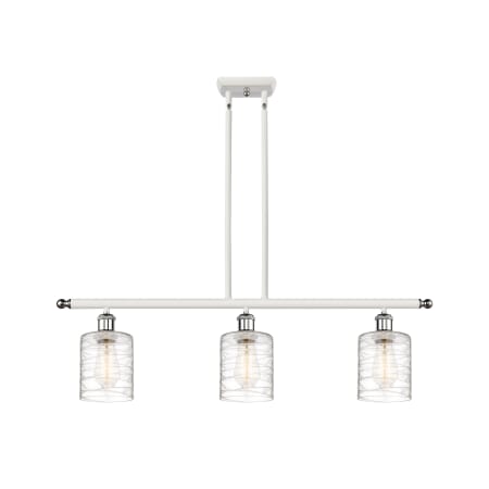 A large image of the Innovations Lighting 516-3I-10-36 Cobbleskill Linear White and Polished Chrome / Deco Swirl