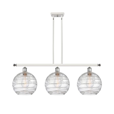 A large image of the Innovations Lighting 516-3I-13-37 Athens Linear White and Polished Chrome / Clear Deco Swirl