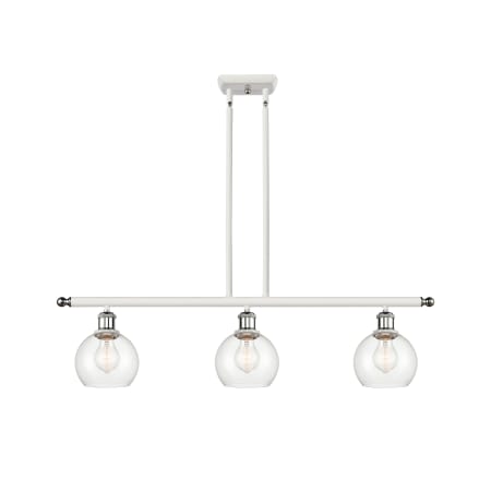A large image of the Innovations Lighting 516-3I-9-36 Athens Linear White and Polished Chrome / Clear