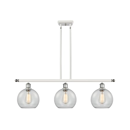 A large image of the Innovations Lighting 516-3I-11-36 Athens Linear White and Polished Chrome / Clear