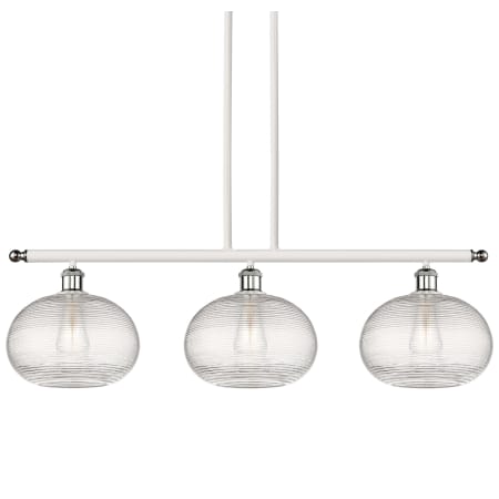 A large image of the Innovations Lighting 516-3I-10-37 Ithaca Pendant White Polished Chrome / Clear Ithaca