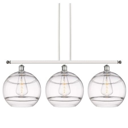 A large image of the Innovations Lighting 516-3I-14-39 Rochester Pendant White Polished Chrome / Clear