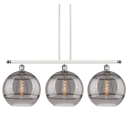 A large image of the Innovations Lighting 516-3I-14-39 Rochester Pendant White Polished Chrome / Light Smoke