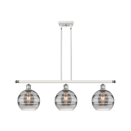 A large image of the Innovations Lighting 516-3I-10-36 Rochester Linear White Polished Chrome / Smoked
