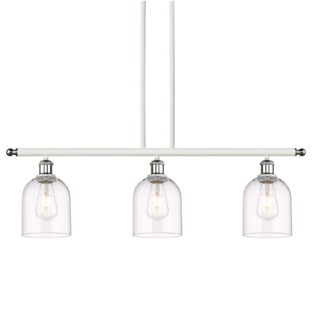A large image of the Innovations Lighting 516-3I-10-36 Bella Pendant White Polished Chrome / Clear