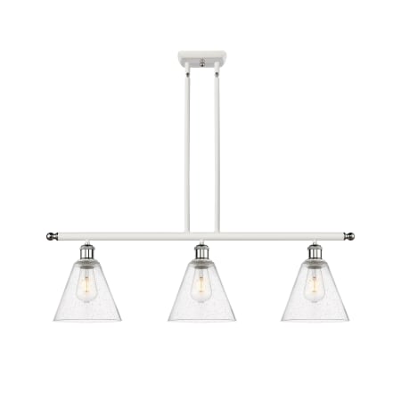 A large image of the Innovations Lighting 516-3I-11-36 Berkshire Linear White and Polished Chrome / Seedy