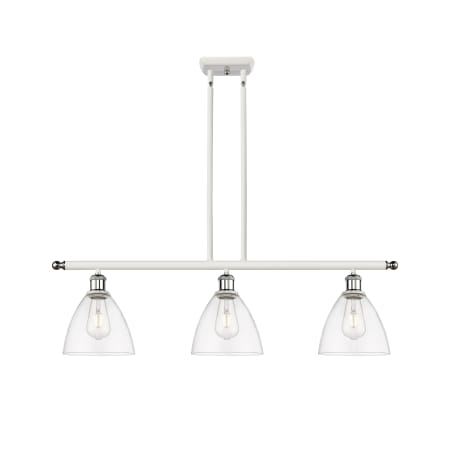 A large image of the Innovations Lighting 516-3I-11-36 Bristol Linear White and Polished Chrome / Clear