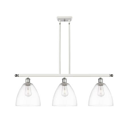 A large image of the Innovations Lighting 516-3I-13-36 Bristol Linear White and Polished Chrome / Clear