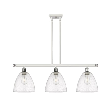 A large image of the Innovations Lighting 516-3I-13-36 Bristol Linear White and Polished Chrome / Seedy