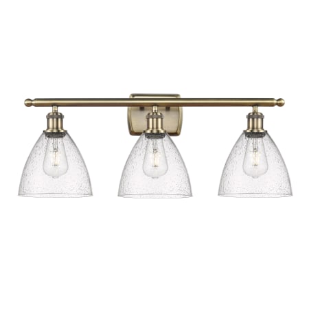 A large image of the Innovations Lighting 516-3W-12-28 Bristol Vanity Antique Brass / Seedy