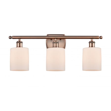 A large image of the Innovations Lighting 516-3W Cobbleskill Antique Copper / Matte White