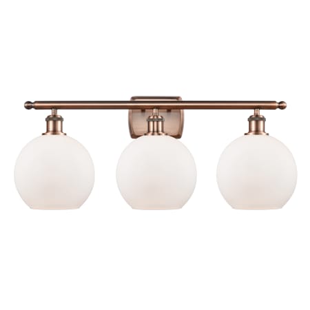 A large image of the Innovations Lighting 516-3W-13-26 Athens Vanity Antique Copper / Matte White