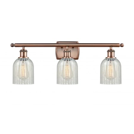 A large image of the Innovations Lighting 516-3W Caledonia Antique Copper / Mouchette
