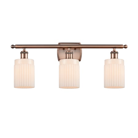 A large image of the Innovations Lighting 516-3W Hadley Antique Copper / Matte White