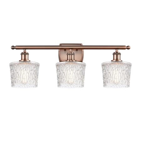 A large image of the Innovations Lighting 516-3W Niagra Antique Copper / Clear