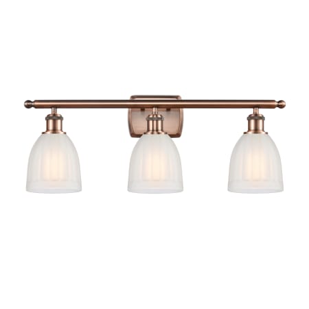 A large image of the Innovations Lighting 516-3W Brookfield Antique Copper / White