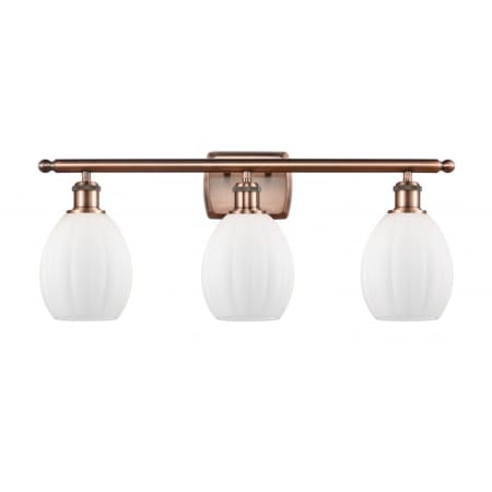 A large image of the Innovations Lighting 516-3W Eaton Antique Copper / Matte White